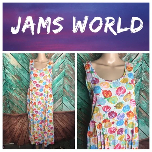 Y2K Vintage Lightweight Sleeveless Jams World Empire Waist Floral Dress